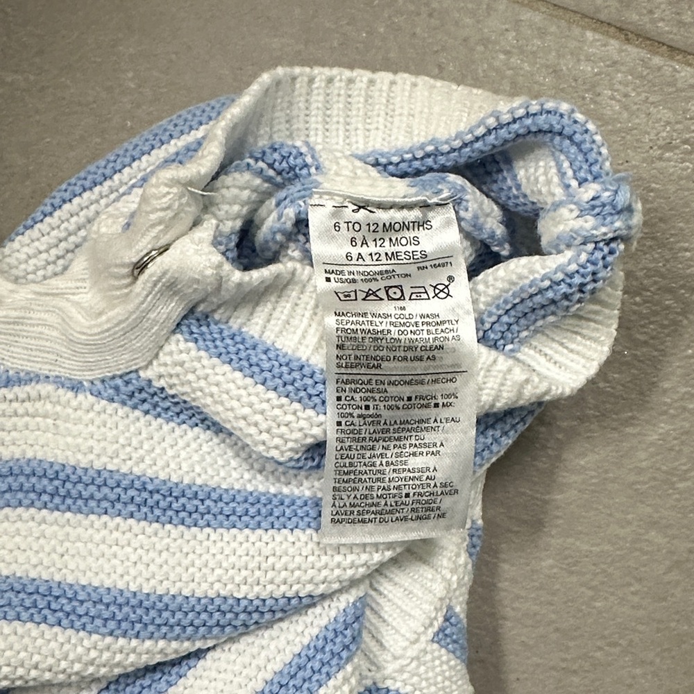 Striped Blue and White Kids Sweater Romper - Picture 10 of 11